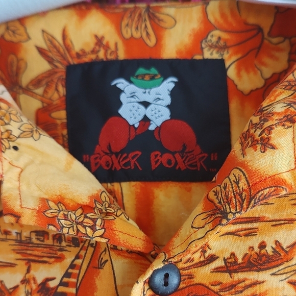BOXER BOXER Hawaiian Shirt in Vibrant Orange Tropical Print. 3XL - Picture 2 of 12